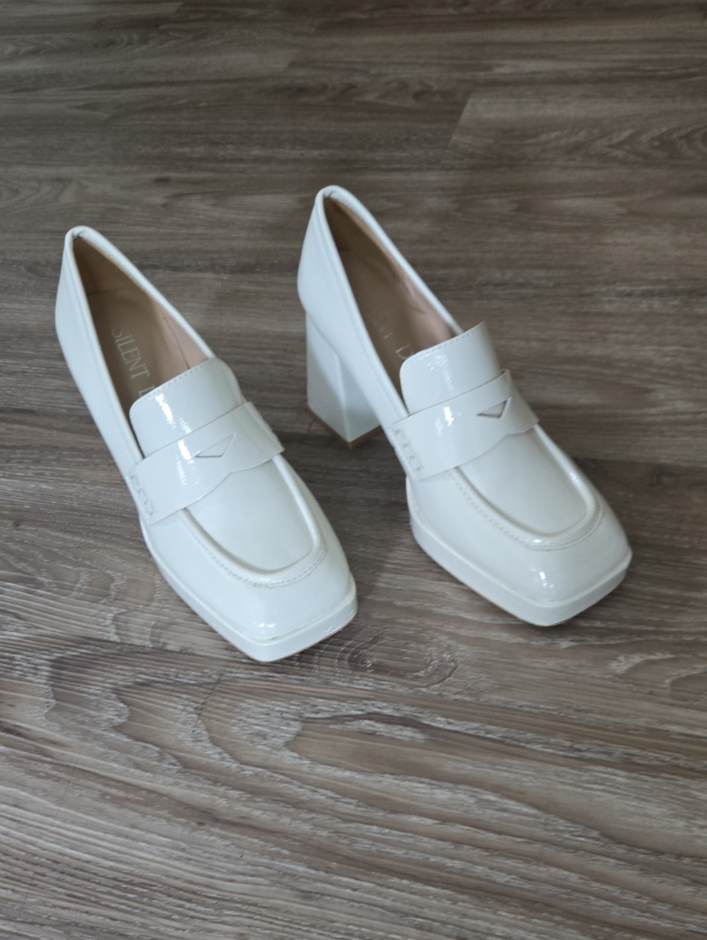 Chunky Bone Patent Loafer Pumps by